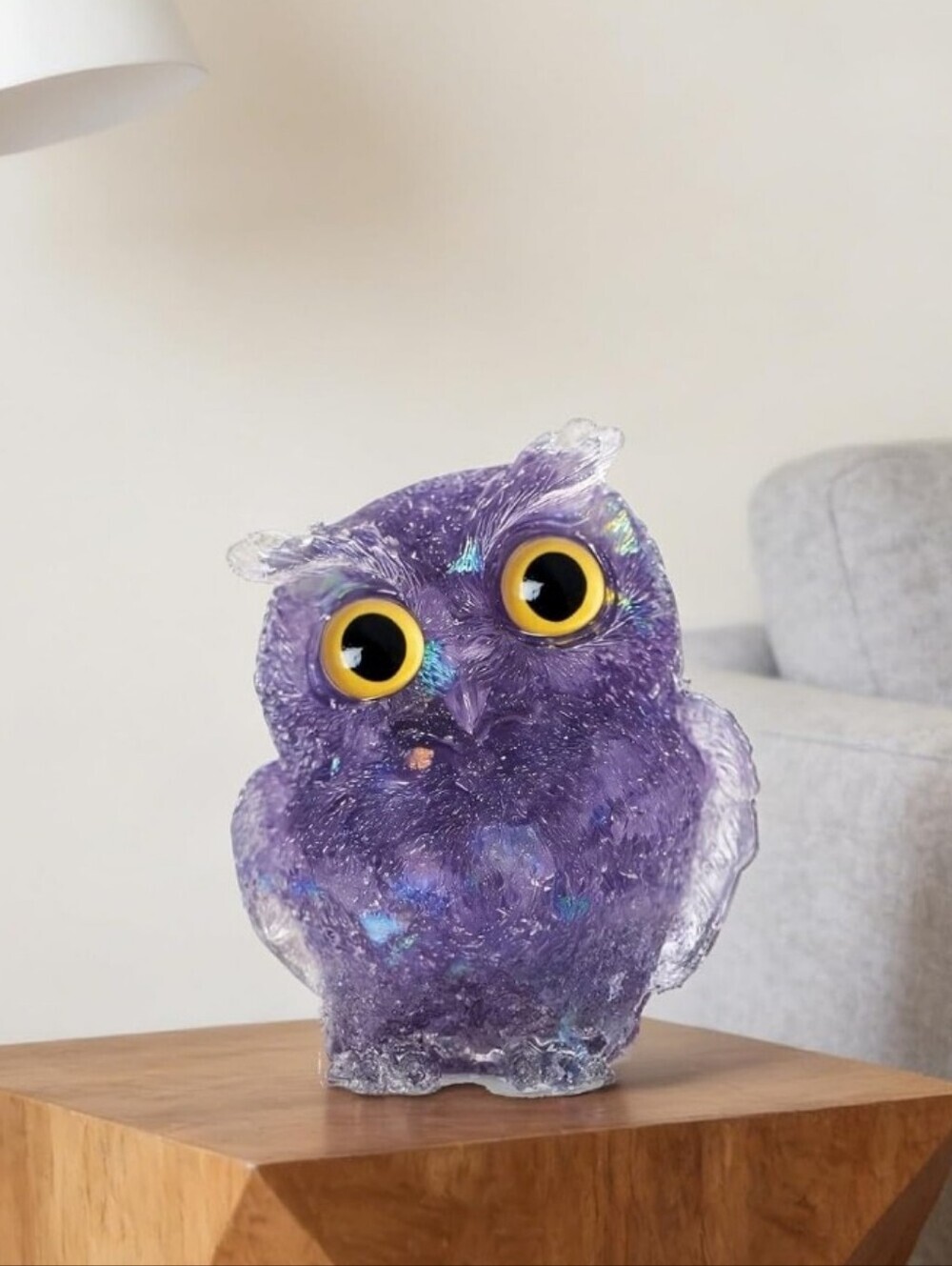 Purple Crystal Owl Figurine - Decorative Home Accent